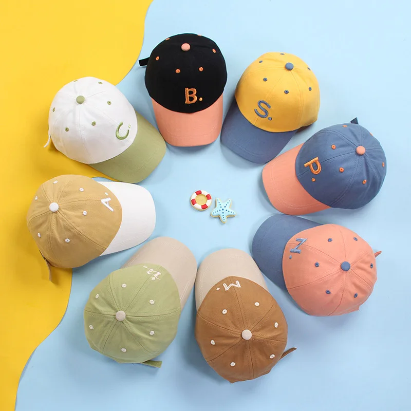Korean Fashion Letter Baby Baseball Cap Spring Summmer Outdoor Sport Kids Sun Hat Adjustable Children Hat For Boys Girls 1-4Y baseball cap,baby hat,kids caps