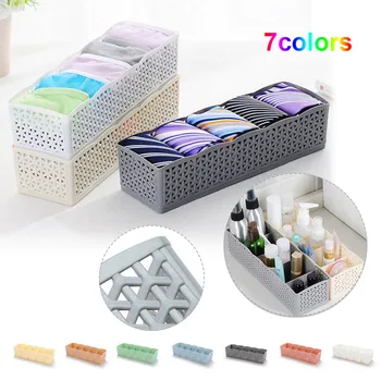 

DIDIHOU New 5-grids Multi-function Plastic Drawer Organizers for Tie Bra Socks Underwears Drawer Cosmetic Divider Storage Box