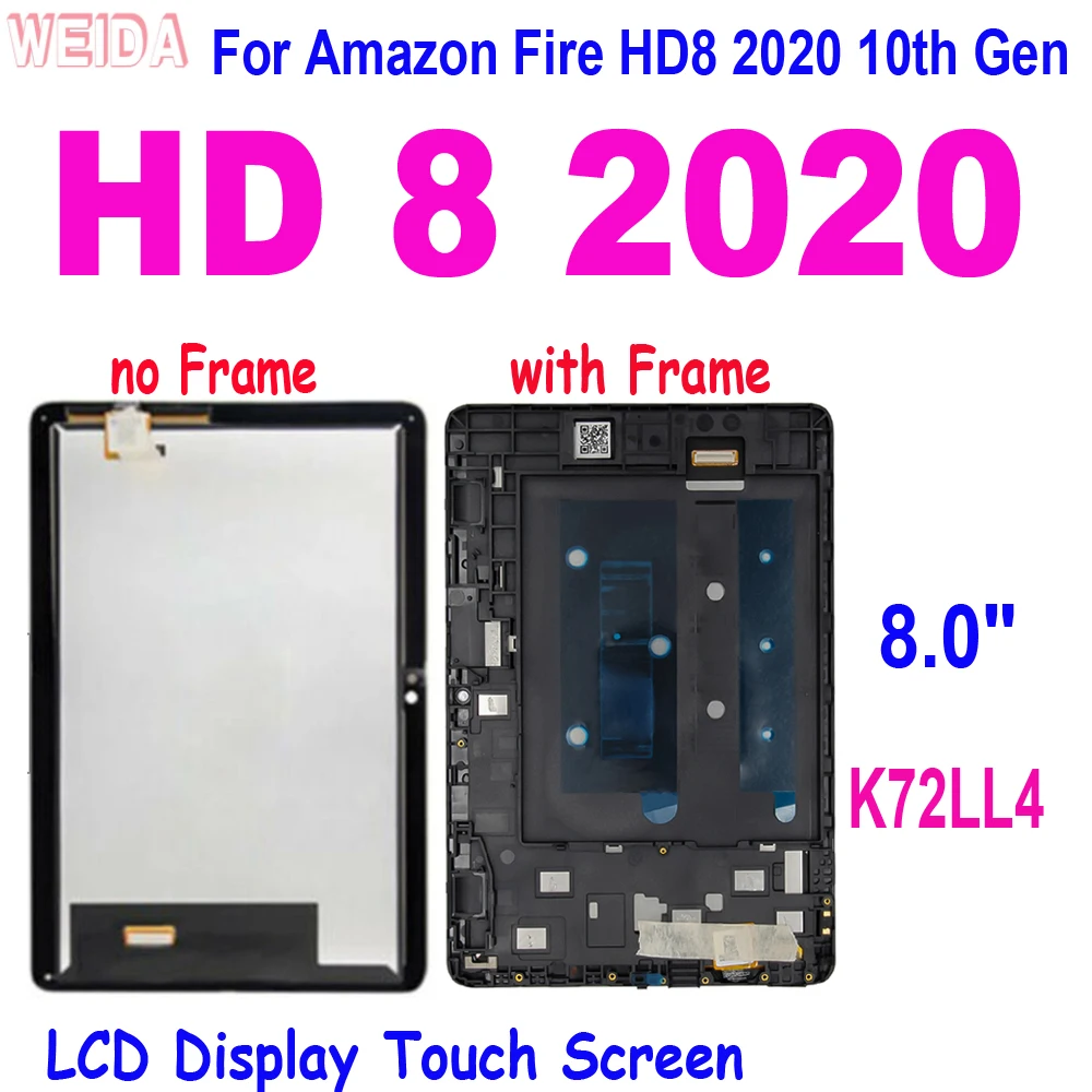 Oem Lcd +touch Screen With Frame For  Kindle Fire Hd 8 Plus