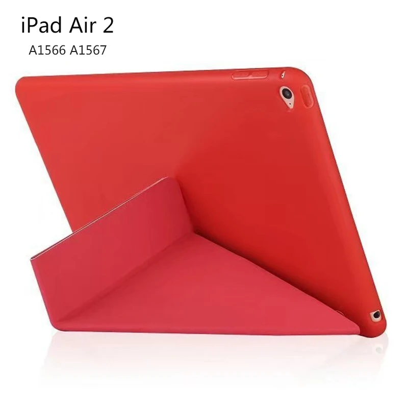 Для iPad Air 1 2 умный чехол 5 форм Стенд Ультра тонкий из искусственной кожи Силиконовый мягкий чехол для iPad 5 6 Авто Режим сна/Пробуждение HY004 - Цвет: Red-Air2
