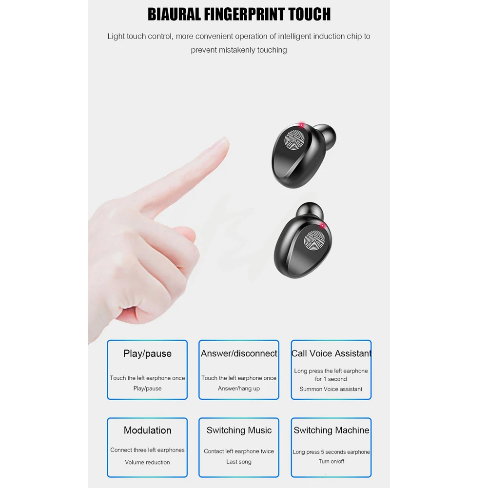 TWS Bluetooth 5.0 Headset Stereo Wireless Earbuds Headphones Earphones IPX5