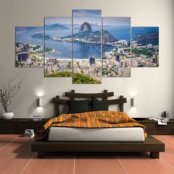 

Canvas Pictures Modern Decoration Living Room Printed 5 Pieces Brazil Rio DE Janeiro Poster Paintings Framework Modular Wall Art