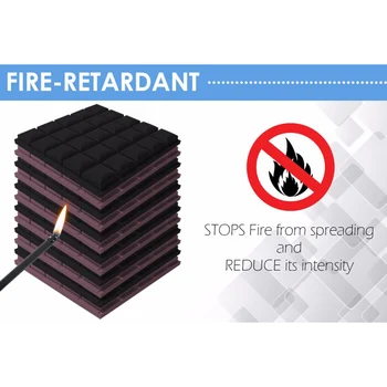 

4pcs Acoustic Panels 19.6 x 19.6 x 1.9 inch Noise Absorption Foam Panels Studio Sound Diffuser