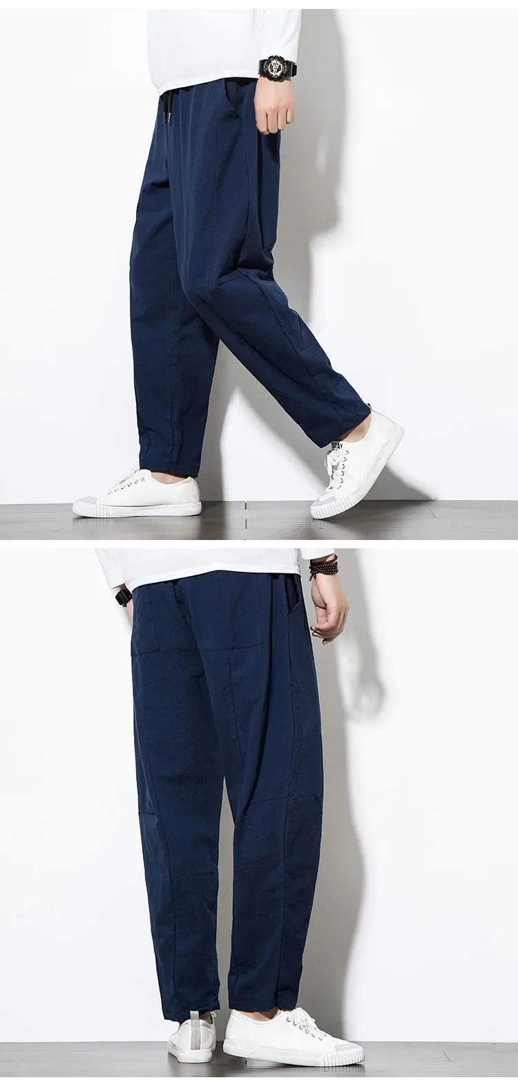 Chinese-style Chinese Costume Wide-Leg Men's Trousers Spring Summer Large Size Men Casual Retro Loose Harem Pants Lantern Pants