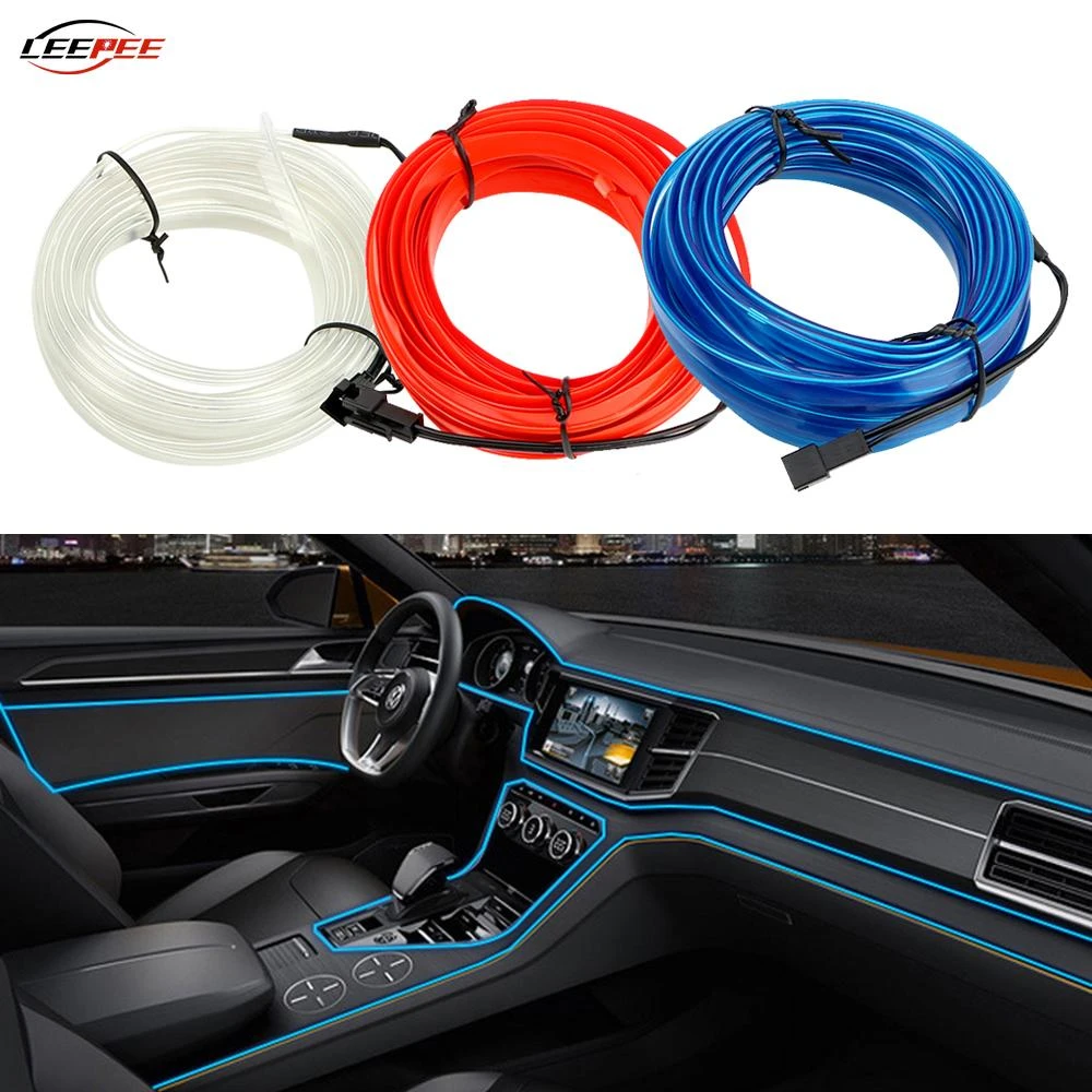 Tira de luces LED RGB de 12V para coche, lámpara ambiental, moldura para tablero de instrumentos, accesorios interiores decorativos para BMW y Ford|Lámpara decorativa| - AliExpress