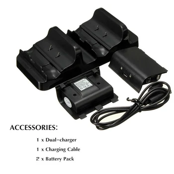

For XBOX ONE Game Console Controller Gamepad Dual Charging Dock Station Charger+ Rechargeable Battery Pack