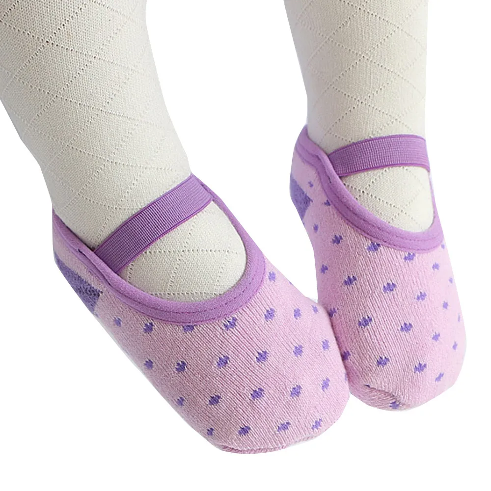 Purple New Baby Socks Warm Boy Girls Cotton Socks Dot Soft Infant Floor Sock Anti Slip Toddler Home Wear Autumn Winter Baby Accessories - Цвет: Purple