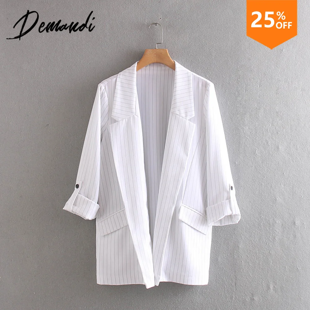 Женский костюм в полоску Demandi повседневный свободный простой весна 2020 | Женская