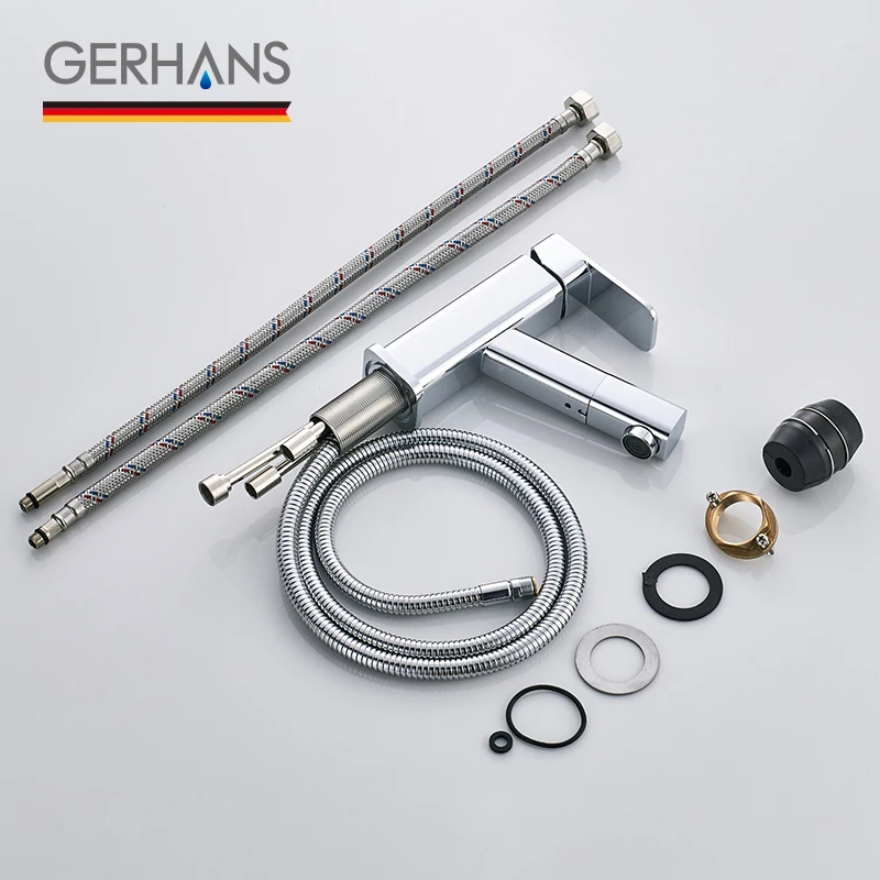 GERHANS Faucet K11016 Смеситель для умывальника с выдвижной лейкой Цвет: Хром|Смесители