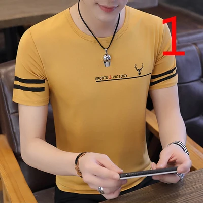 

Embroidered t-shirt men's summer short-sleeved tide brand stand ins Korean version of the trend