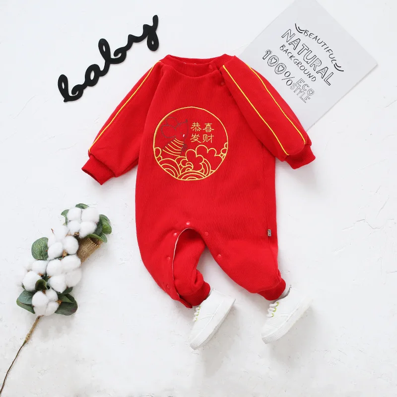 Newborn Baby Rompers Twins Infant Jumpsuit For New Year Infant Winter Clothes Kids Outwear Rompers 3m-12m