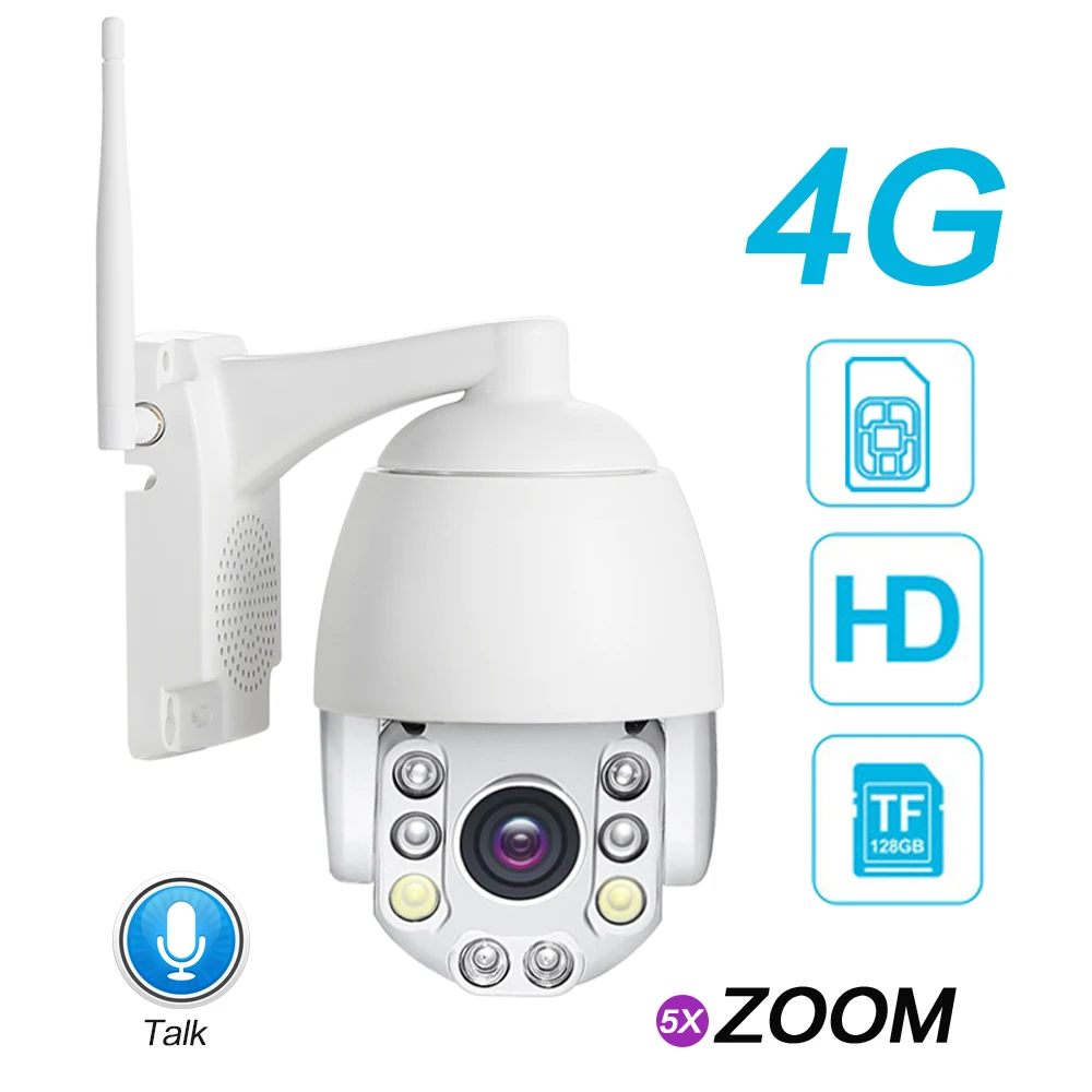 Беспроводная уличная PTZ IP-камера 4G 3G HD 1080P водонепроницаемая скоростная купольная
