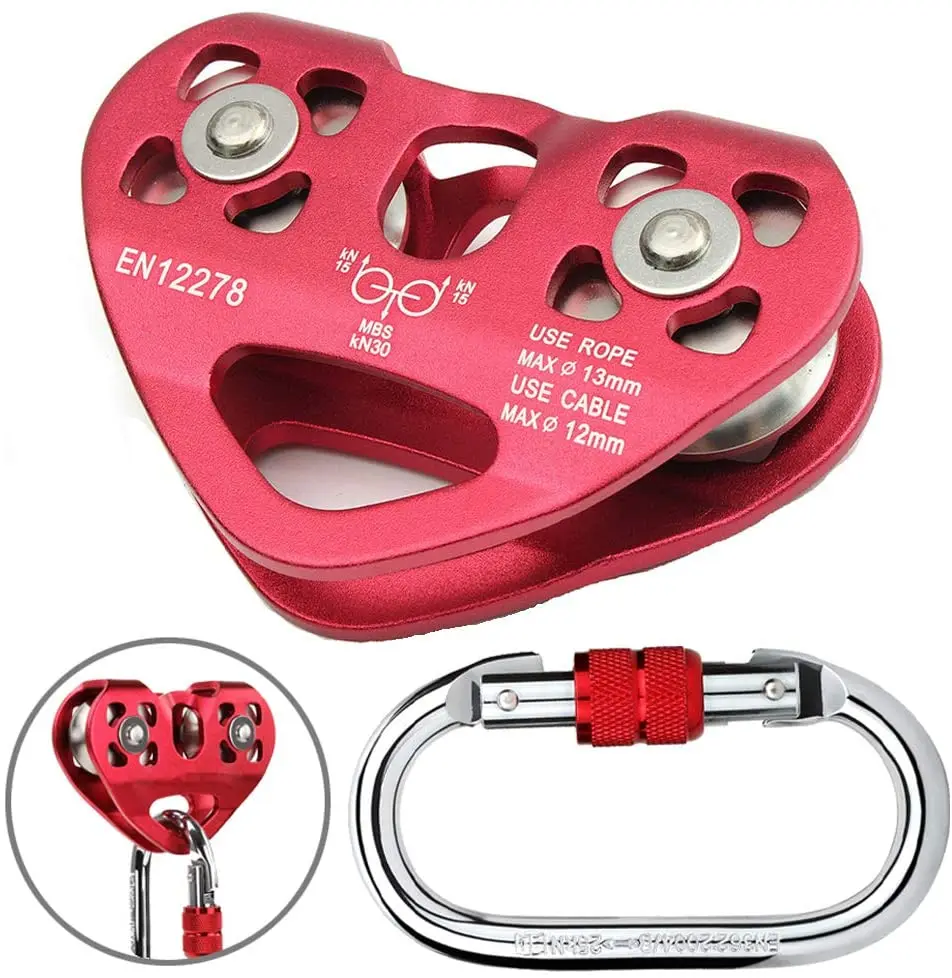 25kN Tandem Double Speed Pulley/Zipline Trolley For Climbing & Rescue Brand New 