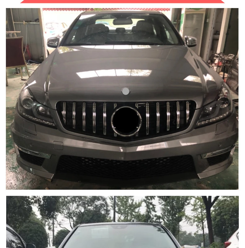 GT R стильная решетка для mercedes W204 2008- C Класс C180 C200 C300 Спортивная передняя решетка бампера