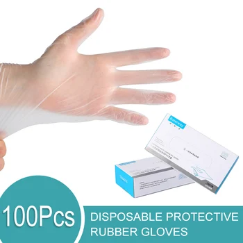 

100 Pcs Disposable Gloves Food Grade PVC Gloves for Gardening Home Cleaning Kitchen High Resistance Practical Rubber Gloves