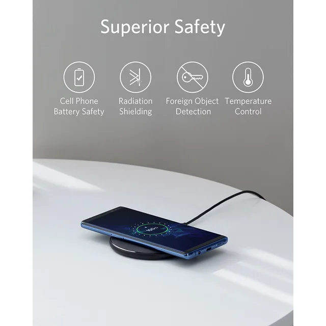 Anker 10W Wireless Charger,Qi-Certified Powerwave Pad Upgraded,7.5W for iPhone,10W Fast-Charging for Galaxy S10/S9/S8/Note 9etc 4