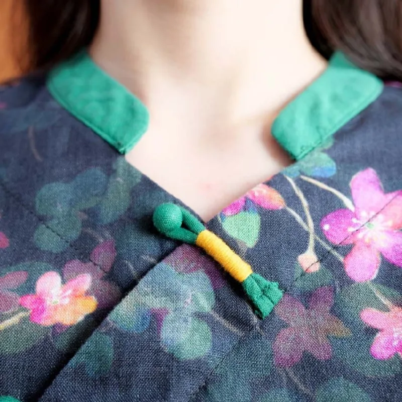 Cotton Linen Cheongsam Top Women Printing Retro Chinese Style Shirt Hanfu Zen China Traditional Tang Suit Blouses Femme Harajuku