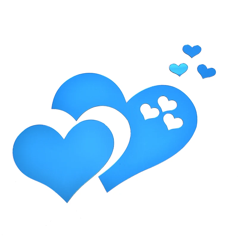 Blue 3D DIY художественная Фреска Съемный Декор для дома комнаты зеркало в виде сердца наклейки на стену Наклейка - Цвет: Blue