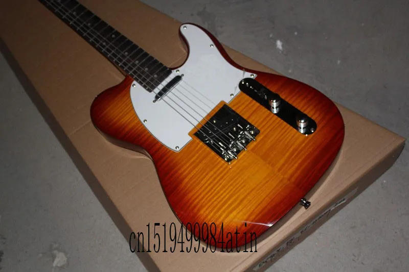 Пламя клен шеи Инструмент Custom shop Sandard VOS Sunburst TL Электрогитара@ 21