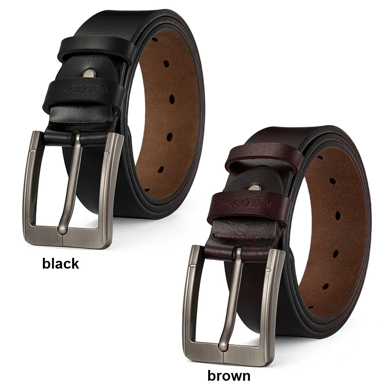 MEDYLA natural leather belt men's fashion casual business smooth belt soft leather no interlayer hard steel buckle belt for men