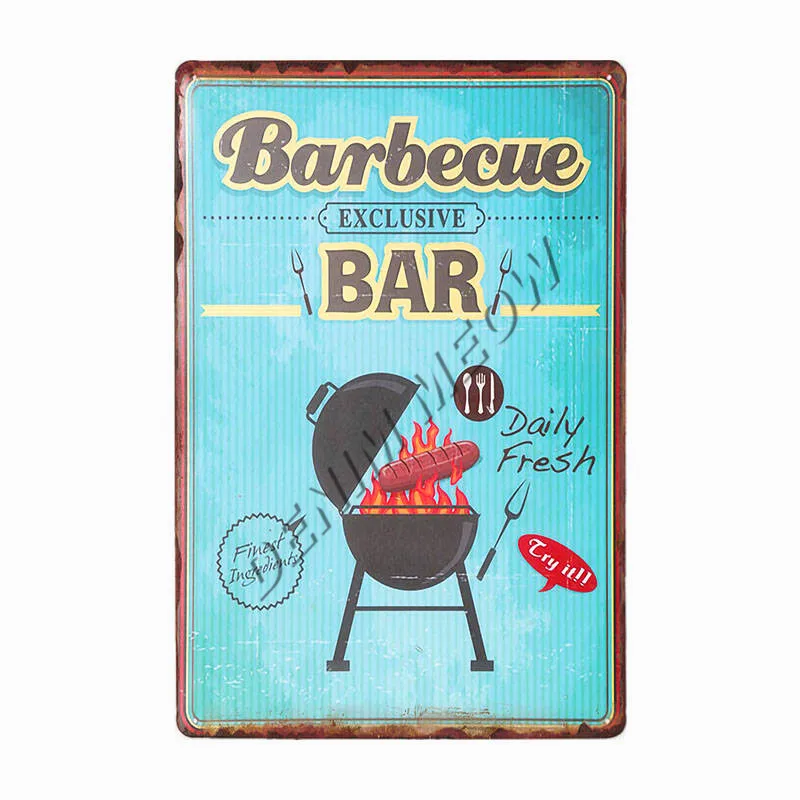 Dad's BBQ Zone Винтаж барбекю вечерние металлические вывески гриль время настенное Искусство Плакат для бара паба кухня ретро печать домашний декор WY81