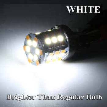 

New 3157 LED Switchback Turn Signal DRL Parking Light Bulbs White/Amber