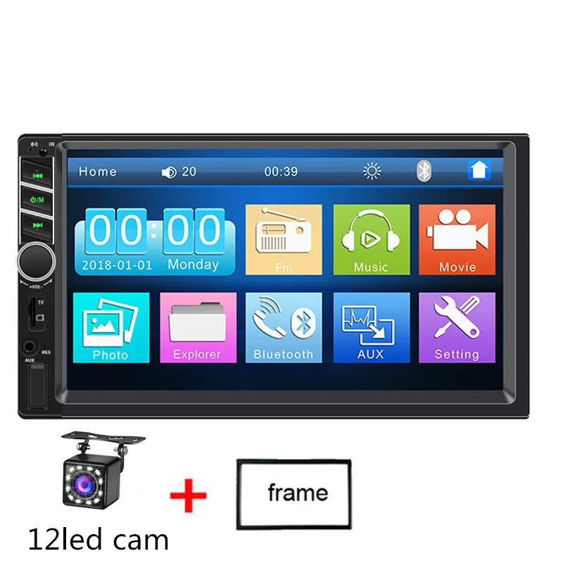 with 12del frame Двойной 2Din HD 7 дюймов Автомобильный стерео MP5 плеер FM Радио Bluetooth 4,0 AUX диск TF Авторадио+ камуфляж Android и IOS вход - Цвет: with 12del frame
