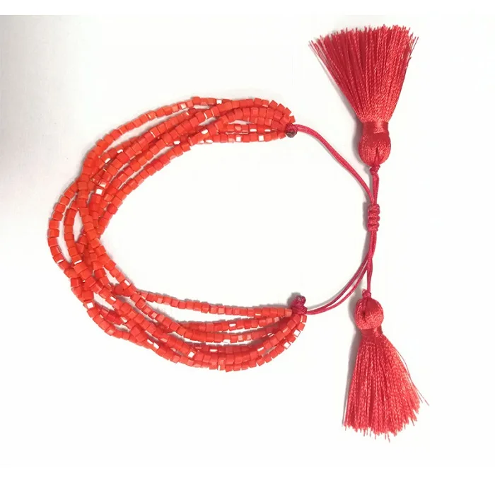 Браслет SHINUSBOHO MIYUKI Eye pulseras для мужчин State для мужчин t Lucky красные ювелирные изделия Модные хрустальные CZ браслеты из бисера для женщин - Окраска металла: M-B190805-orange