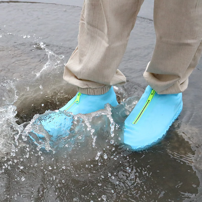 FamtiYaa Silicone Waterproof Shoe Cover Overshoes with Zipper Non-Slip Washable Protection Rain Shoes Boots for Women Men 2020