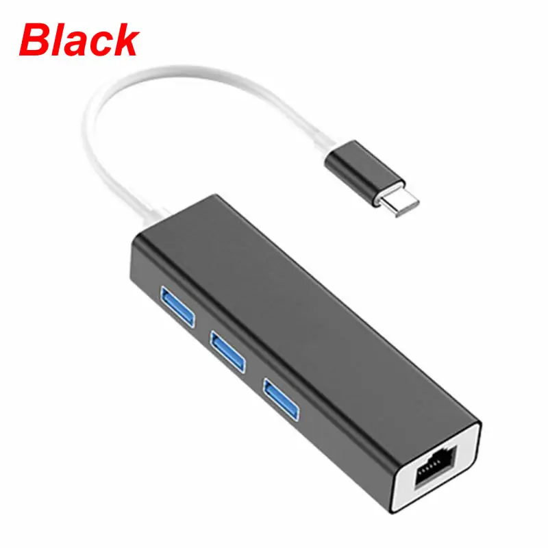 1 шт. type C к USB 3,0 концентратор RJ45 Ethernet Lan Сетевой адаптер для ноутбуков MacBook Pro - Цвет: Black