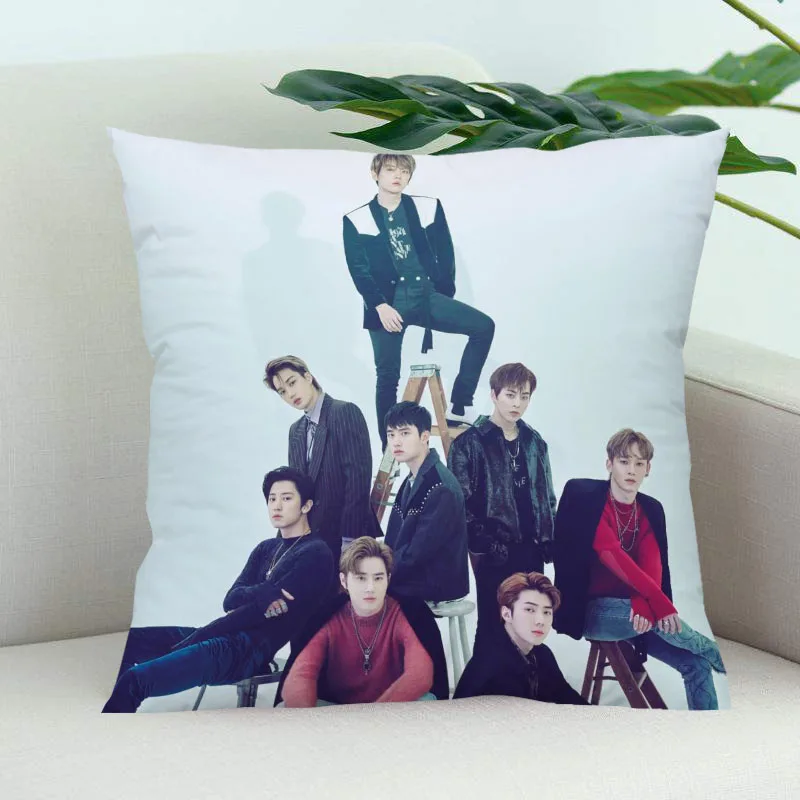 

EXO Pillow Cover Bedroom Home Office Decorative Pillowcase Square Zipper Pillow Cases Satin Soft