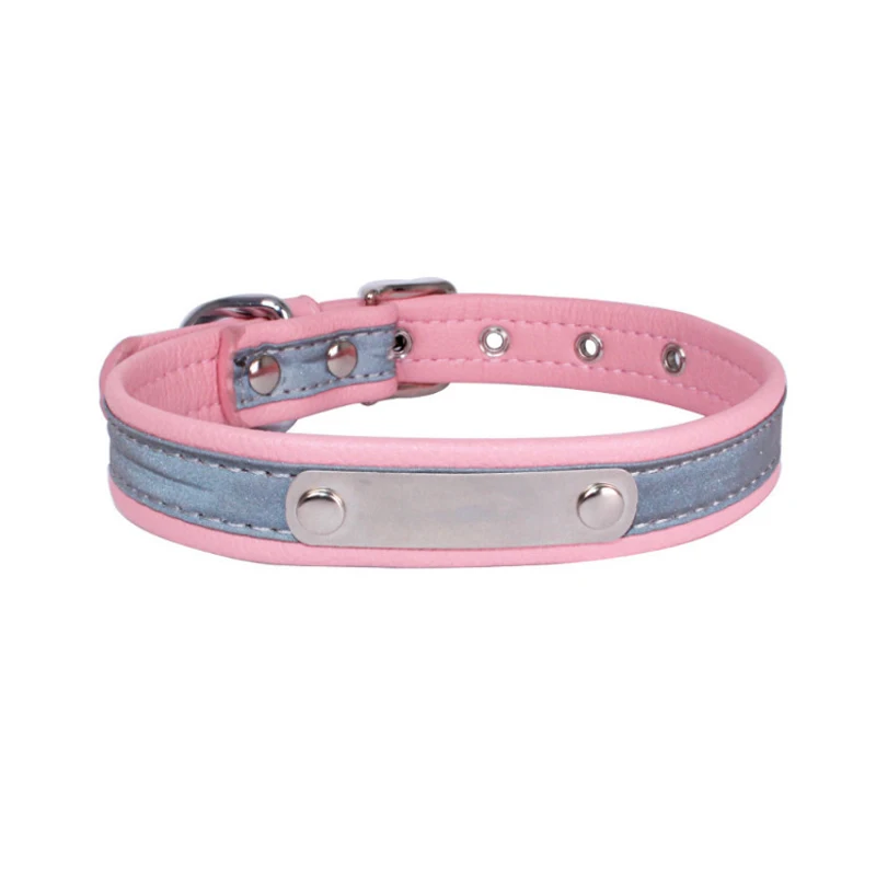 Reflective Pet Dog Leather Collar Personalized Free Engraved Collars Custom Puppy Cat ID Tag Necklace For For Small Medium Dogs