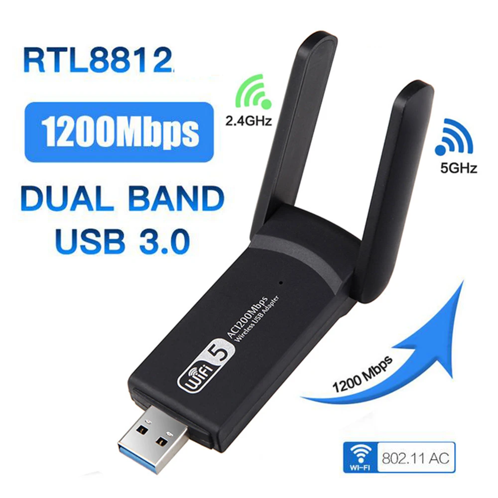 Wifi Adapter 1200mbps 2.4g 5ghz Dual Band Wi-fi Usb3.0 W/ Cd Driver Lan  Ethernet 1200m Network Card Wireless Usb Dongle Antennas - Network Cards -  AliExpress