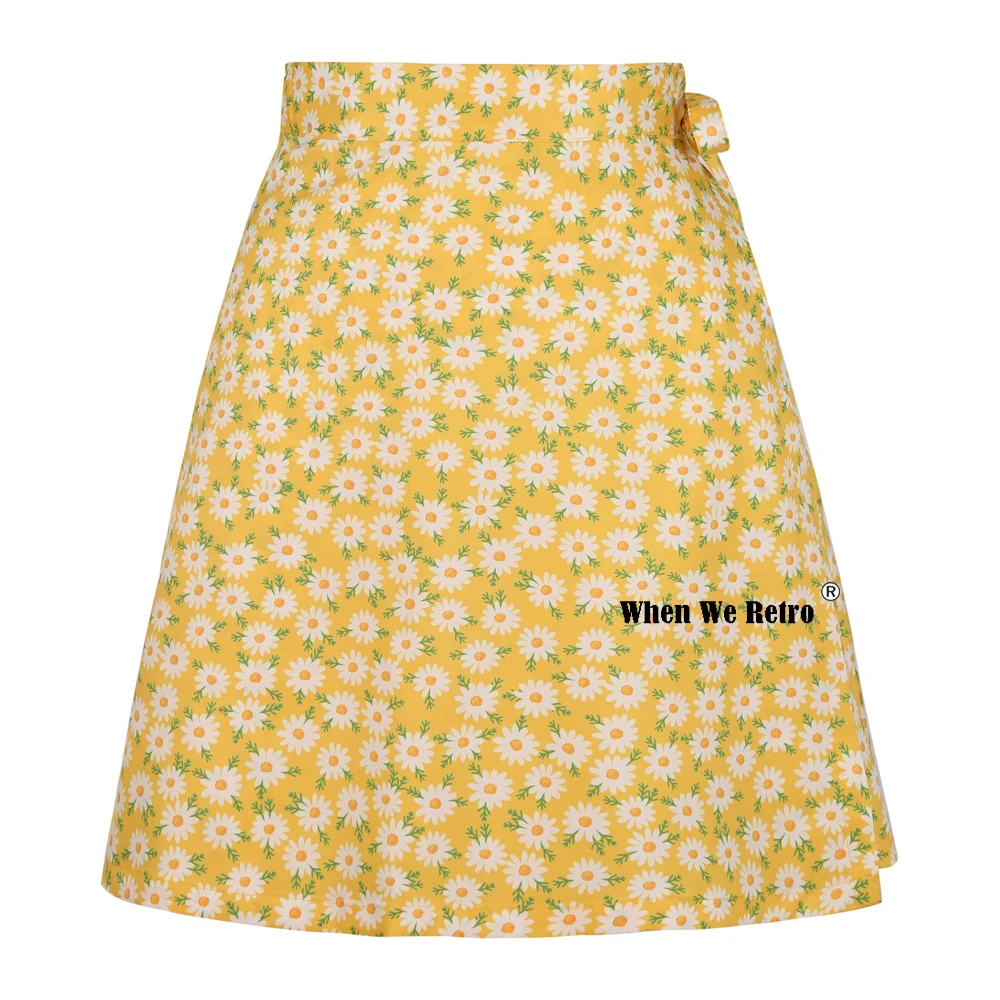 

2022 Summer Beach Daisy Printed Floral Yellow Skirt SS0015 Multitasks Lace Up Holiday Women Clothing Sexy Wrap Skirt