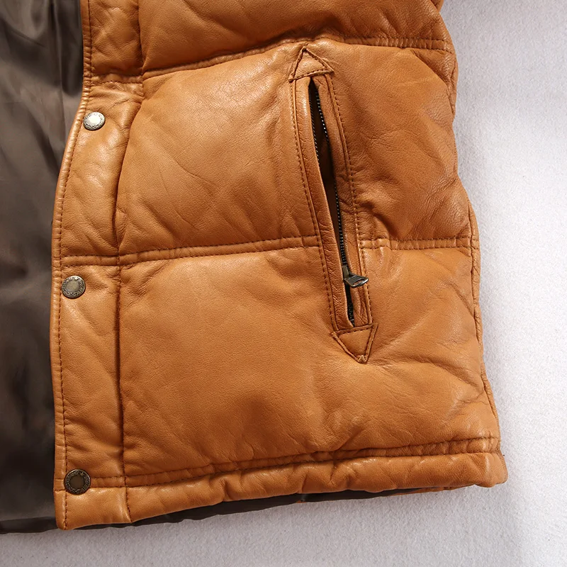 60% OFF 250711 super goat skin warm down leather jacket mans genuine leather down jacket