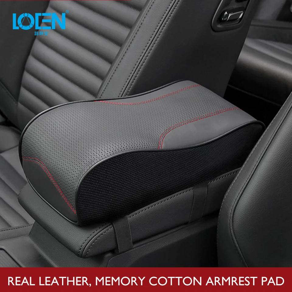 Kaufen Echtes Leder 1PCS Memory Foam Car Center Konsole Kissen Armlehne Abdeckung Auto Sitz Arm Rest Pad Flachs Universal Auto zubehör