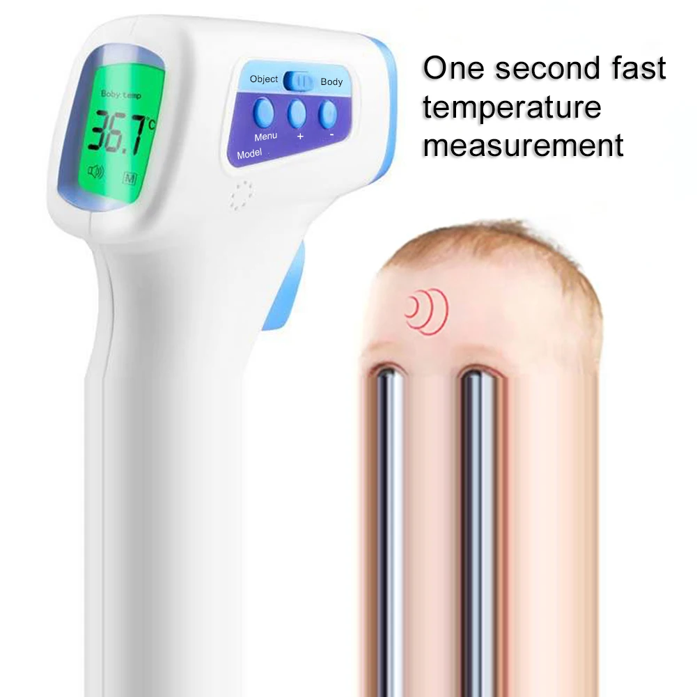 

Portable Digital 3 Color Backlight Non-contact Infrared Forehead Thermometer