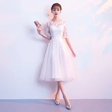 Элегантное кружевное платье для выпускного вечера А-силуэт Короткое/Мини Половина рукава совок Тюль Вечерние платья