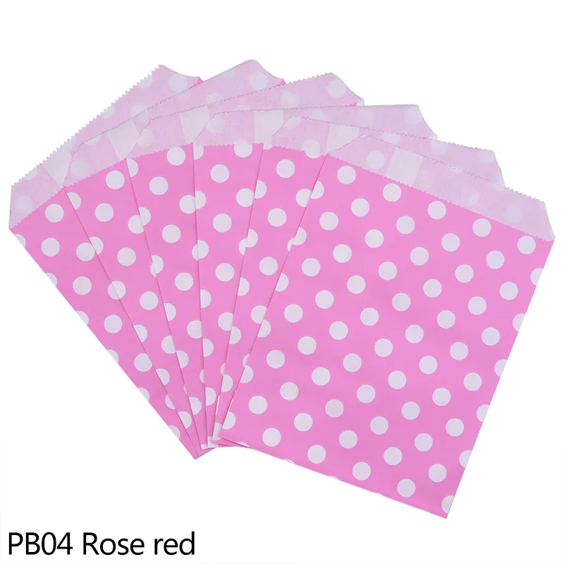PB04 rose red 25 шт./лот в белый горошек сладкие бумажные пакеты для печенья, свадьбы, события, дня рождения, Декор, любимые конфеты, подарочный пакет, пищевые упаковочные принадлежности - Цвет: PB04 rose red