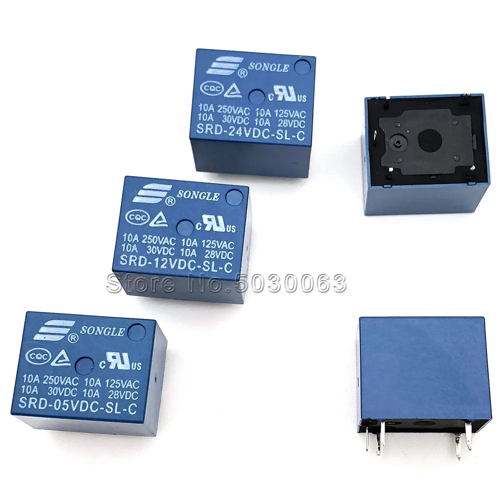 2 шт./лот SRD-05V/12 В/09 в/24VDC-SL-C 5-контактное реле Songle 5-футовое 10 А высокий ток T73