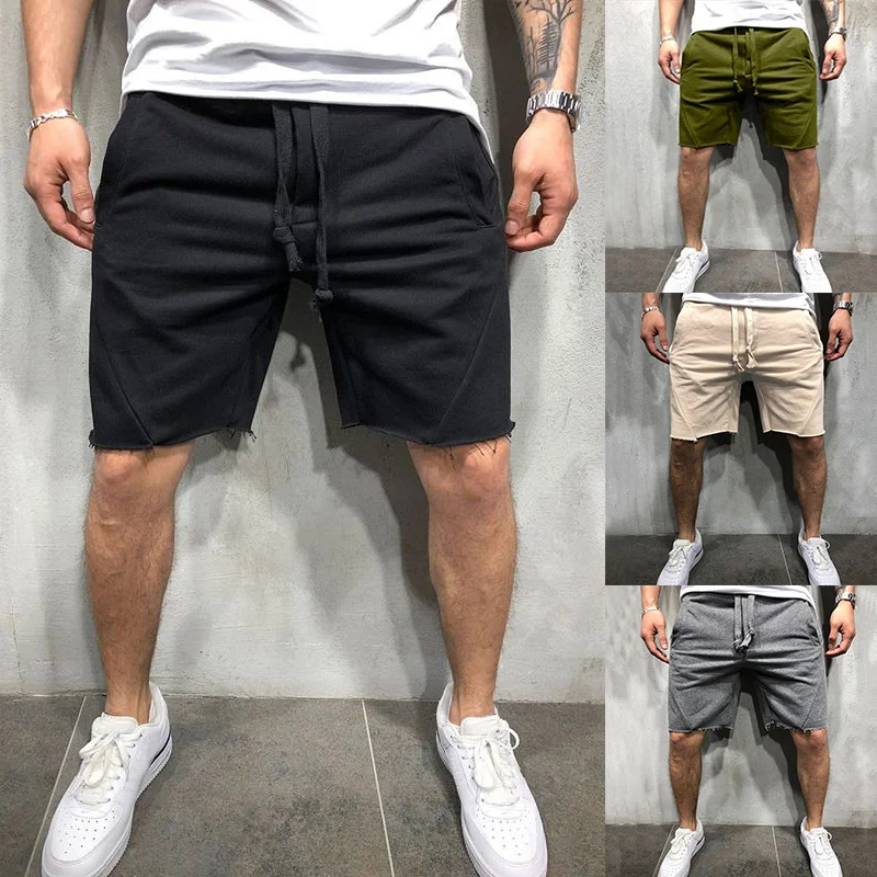 Мужские однотонные спортивные шорты эластичные Повседневные Дышащие для лета для бега пляжные XRQ88