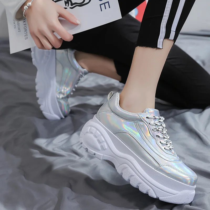 

LZJ Women's Chunky Sneakers 2019 Fashion Women Platform Shoes Lace Up Vulcanize Shoes Womens Female Trainers Dad Shoes Krasovki