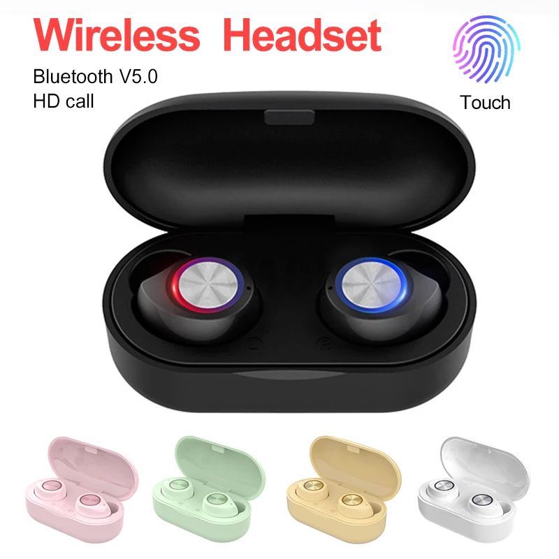 Разноцветные Bluetooth наушники с микрофоном TW60 TWS 5 0 беспроводные HIFI стерео