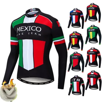 

Weimostar Pro Team Men's Cycling Jersey Long Sleeve Winter Mountain Bike Shirt Tops Windproof Bicycle Clothes Cycling Jacket