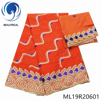 

BEAUTIFICAL african lace fabrics voile lace fabric embroidery stones 5+2yards Fashion cotton lace french lace fabric ML19R206