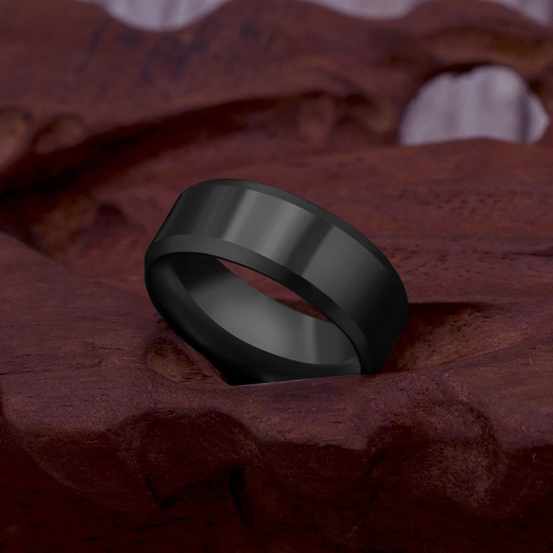 Modischer Edelstahlring Für Damen Und Herren, 8mm Schwarz_voghion.com