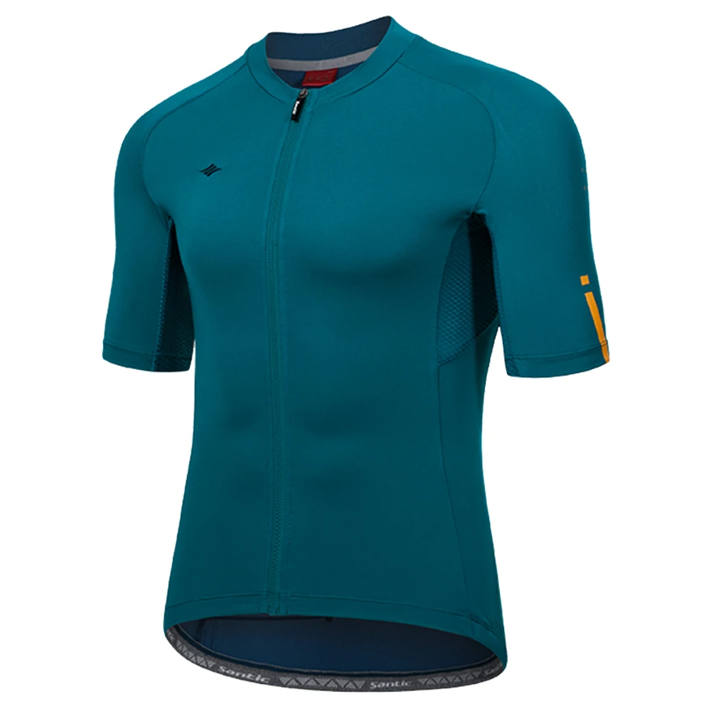 thumbnail image 1 of Santic - Maillot de ciclismo de manga corta con cremallera completa para hombre, camisetas para bicicleta de montaña, ropa de ciclismo de carretera de malla transpirable de secado rápido, talla asiáti, 1 of 5