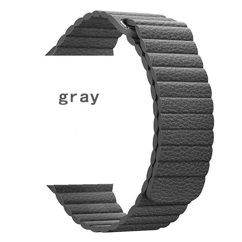 Кожаный ремешок-петля для Apple Watch band 4 40 мм 38 мм 42 мм 44 мм ремешок для iwatch 5 4 3 2 1 наручный браслет на магнитной застежке ремешок для часов - Цвет ремешка: Серый