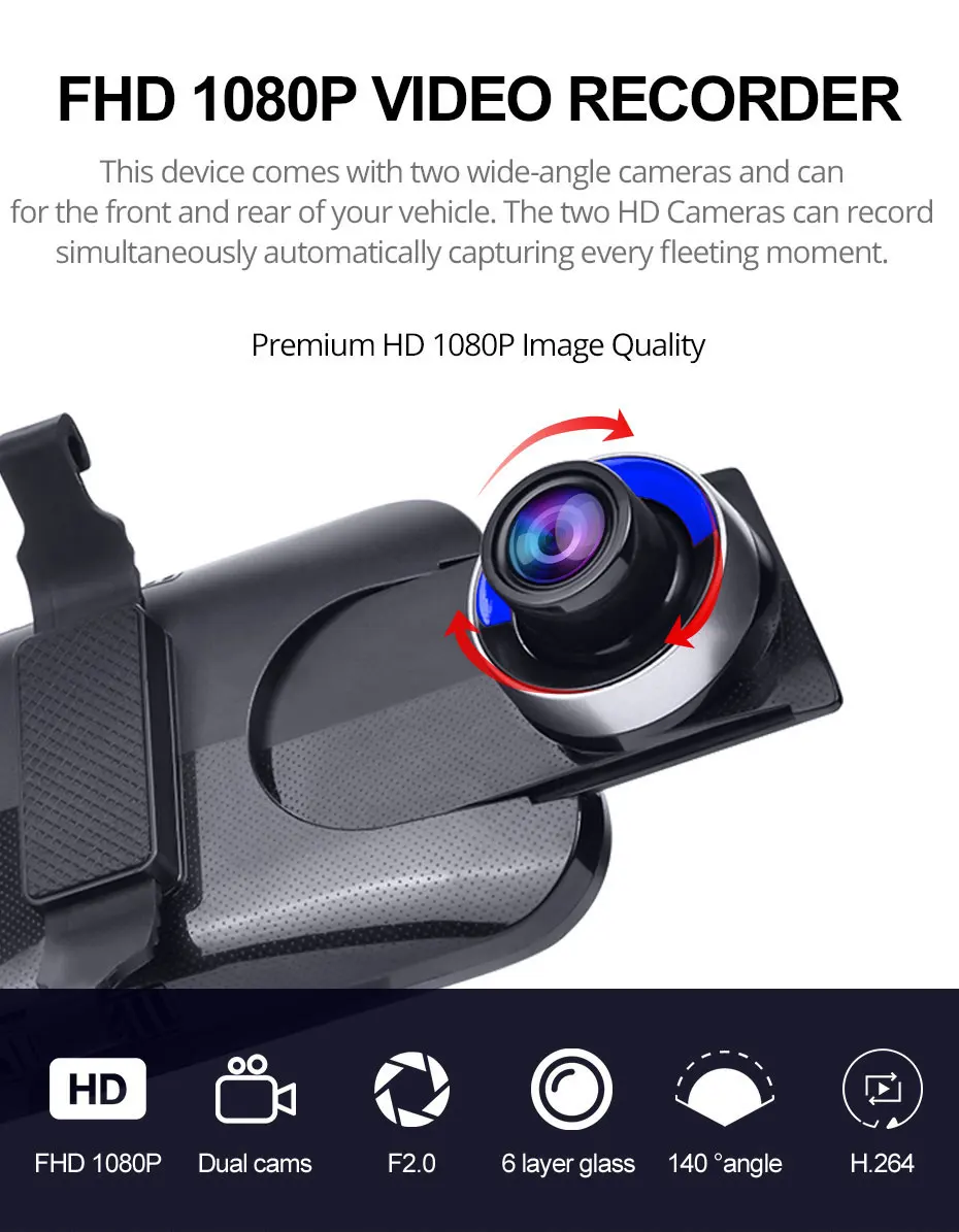 Camlive Z55 10 дюймов 4G Зеркало Автомобильный видеорегистратор двойная камера Запись ADAS RAM2GB ROM16GB на основе Wi-Fi и gps навигации