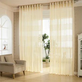 

Beige Yellow Sheer Curtains Tulle Window Screens Jinya Home Decoration Solid Voile 1 Panel Curtain for Living Room Bedroom Cheap
